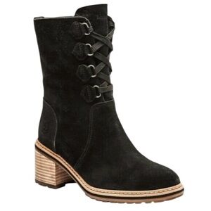Timberland Sienna Black Suede Leather Lace-up Heeled Boot. NWOT Size 8